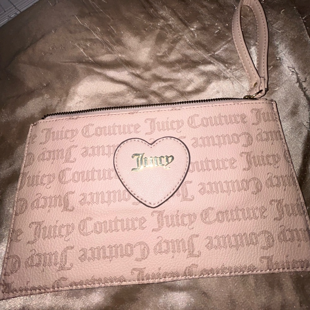 Juicy Couture Heart Logo Tan Wristlet